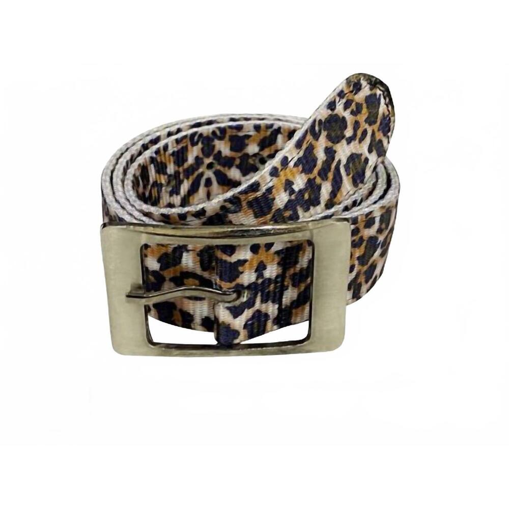 NEW SHOWMAN women's nylon pre punched holes belt in leopard